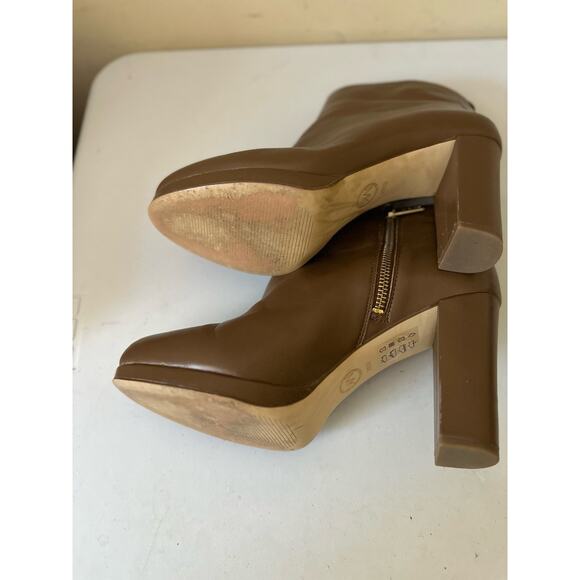 Michael Kors Boots Sammy Leather Platform Ankle Booties Brown Women's Size 8.5 - Picture 8 of 10